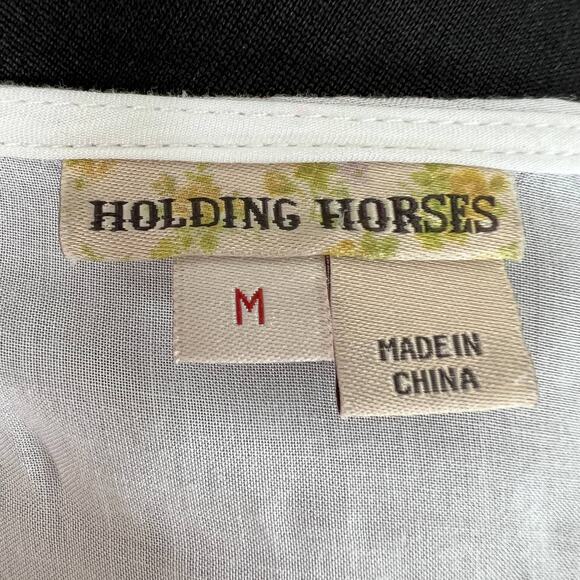 Anthropologie Holding Horses Melting Stripes Tie-Dye Shirt Tee Keyhole Neck M - Picture 6 of 8